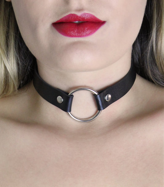 Extra Wide O-Ring Choker - 7cm Gold/Silver Hardware