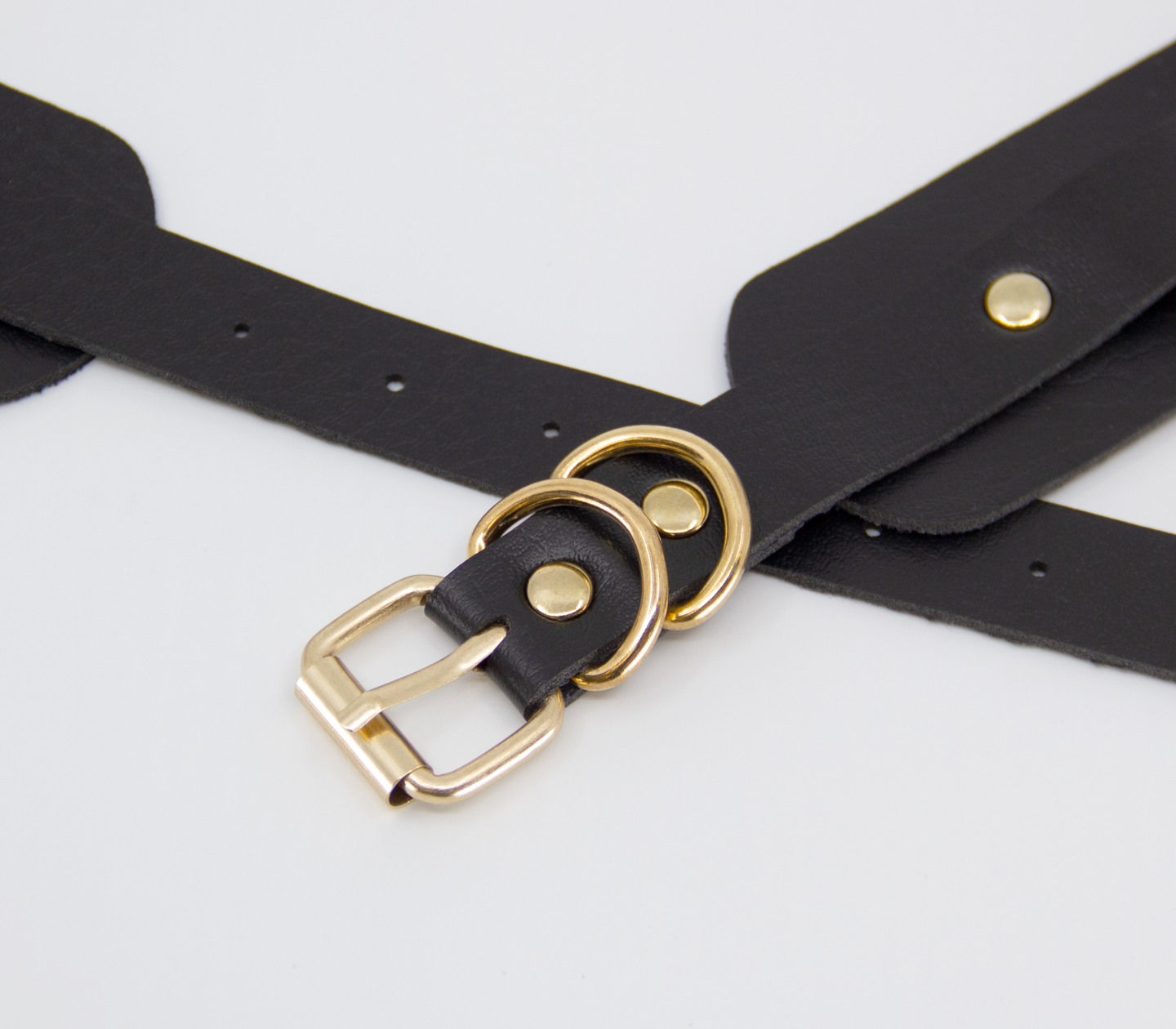 Faux Grained Leather Collar - Oversized O-Ring Shackle Plate