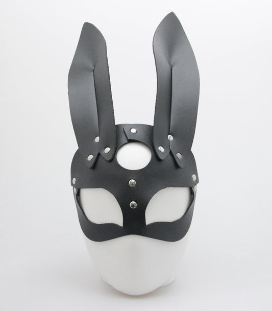 Leather Rabbit Ear Mask - Half-Face Playful Design