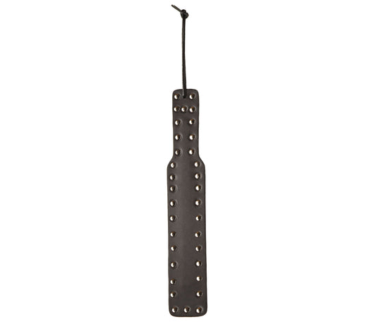 Studded Leather Paddle - Silver Studs Metal Reinforced